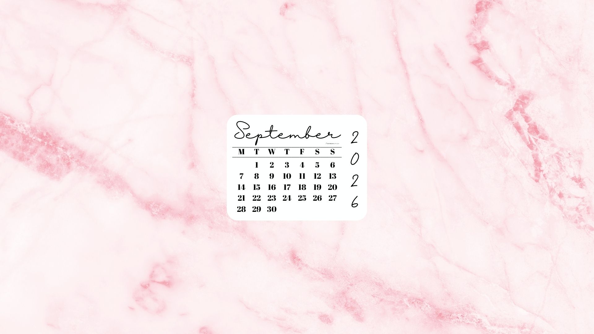 September 2026 Desktop Wallpaper Background - Light Rose | SaturdayGift