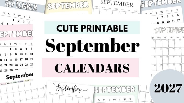 September 2027 Cute Free Printable Calendars by SaturdayGift