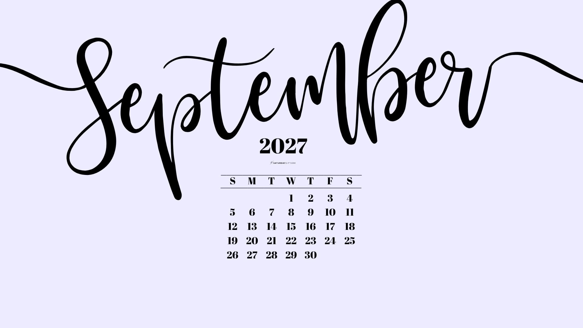 September 2027 Desktop Background Wallpaper - Lilac | SaturdayGift