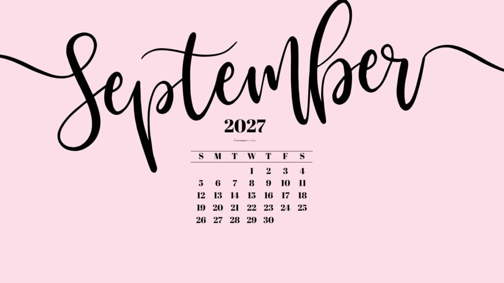 September 2027 Desktop Background Wallpaper - Pink | SaturdayGift