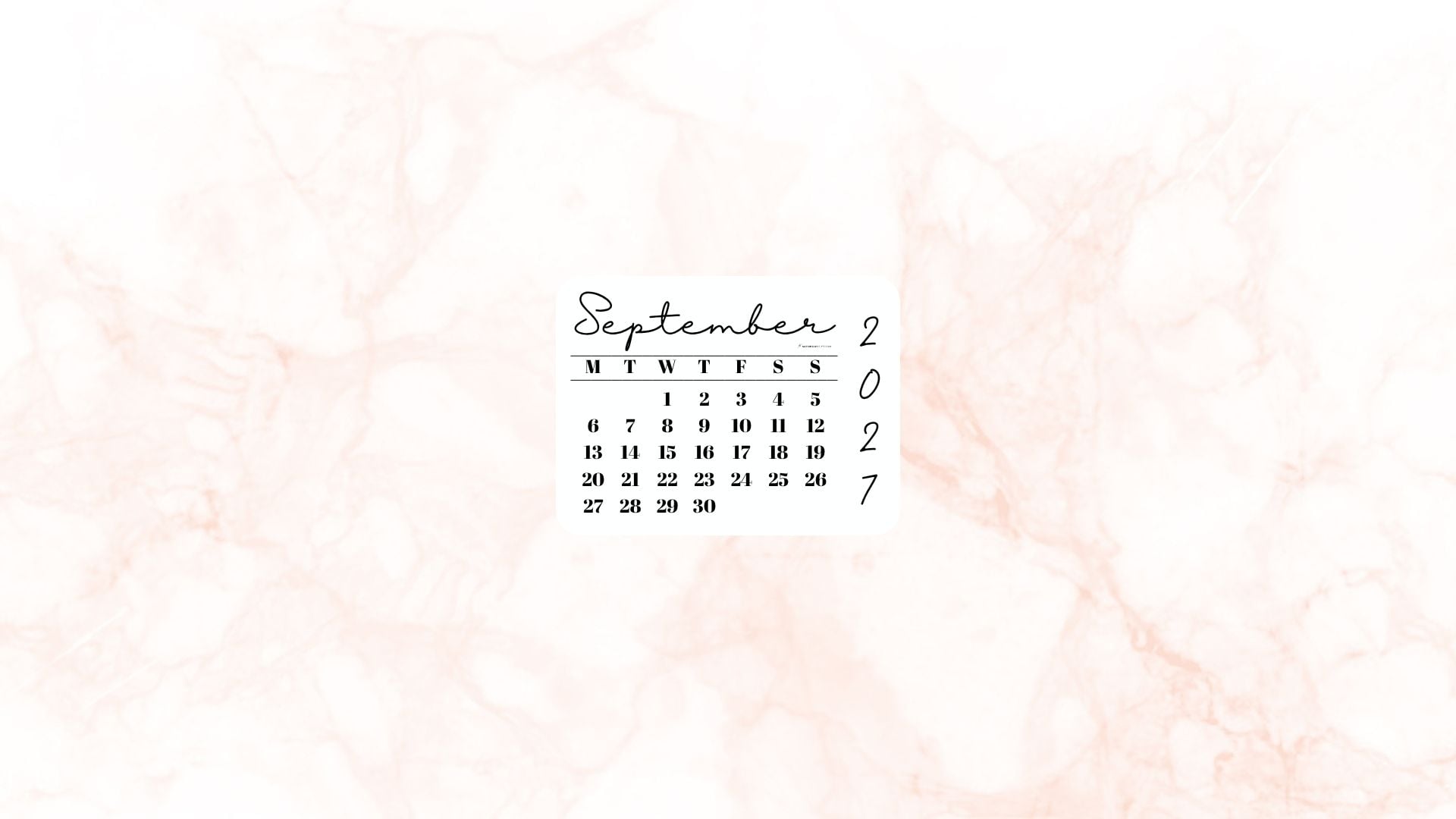 September 2027 Desktop Wallpaper Background - Peach | SaturdayGift
