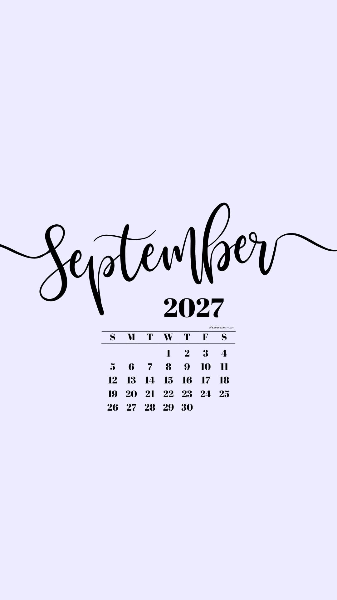September 2027 Phone Background Wallpaper - Lilac | SaturdayGift