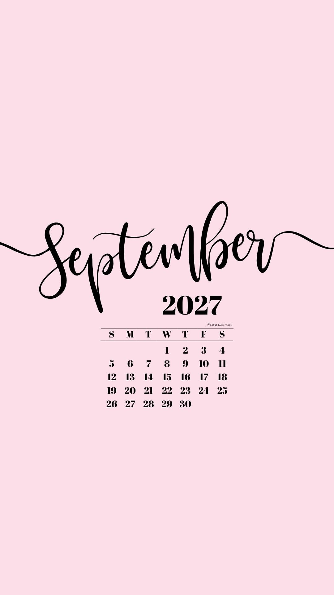 September 2027 Phone Background Wallpaper - Pink | SaturdayGift