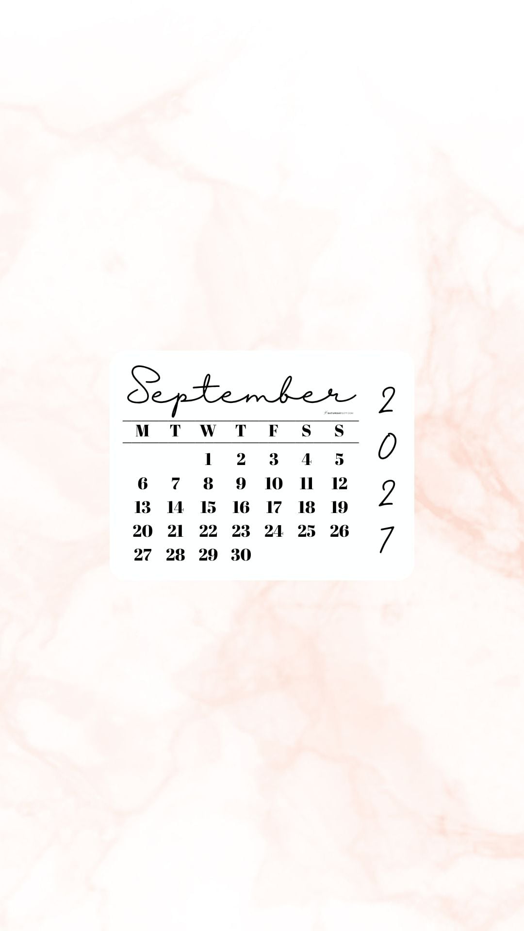September 2027 Phone Wallpaper Background - Peach | SaturdayGift