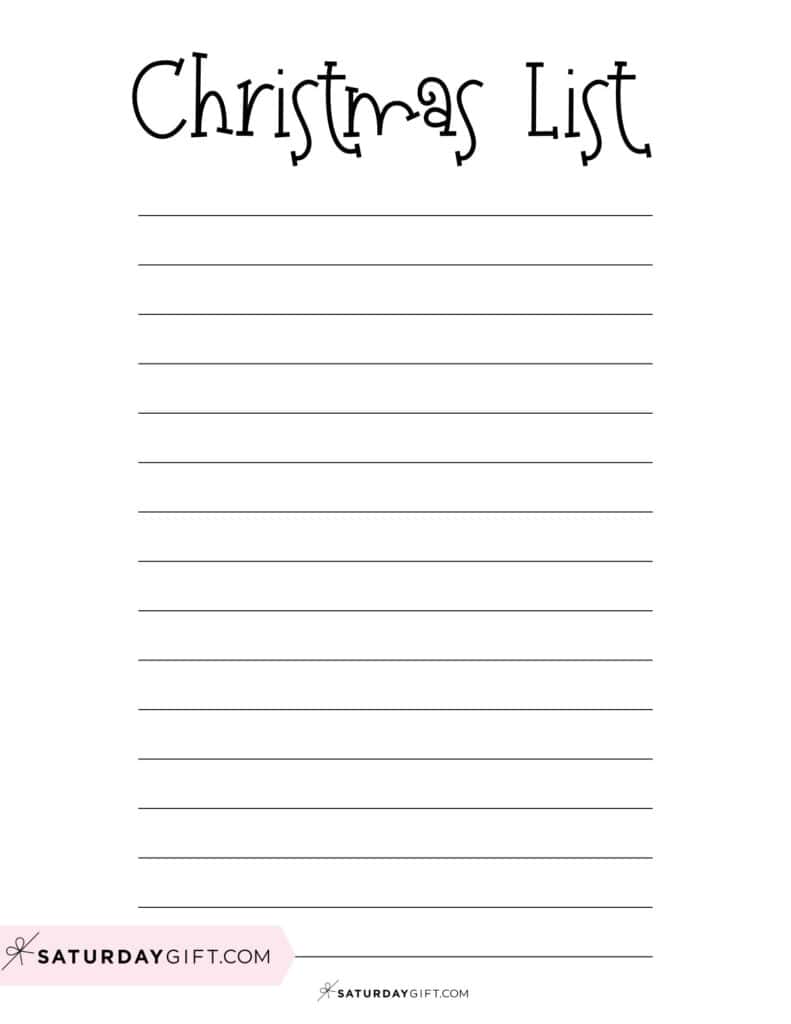 Simple Christmas List Black & White | SaturdayGift