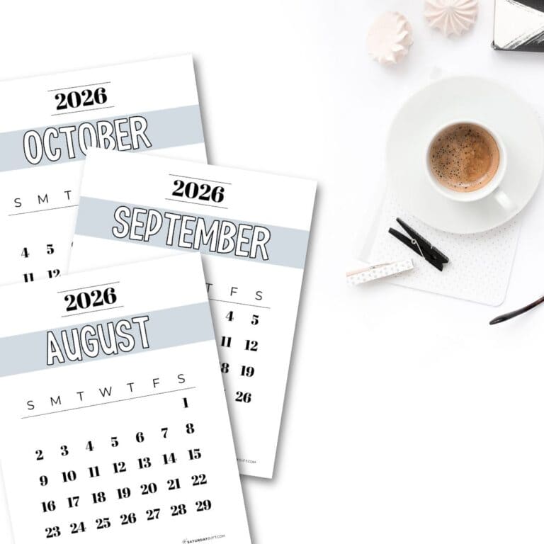 Basic Grey Calendar Template 2026 Free Printable