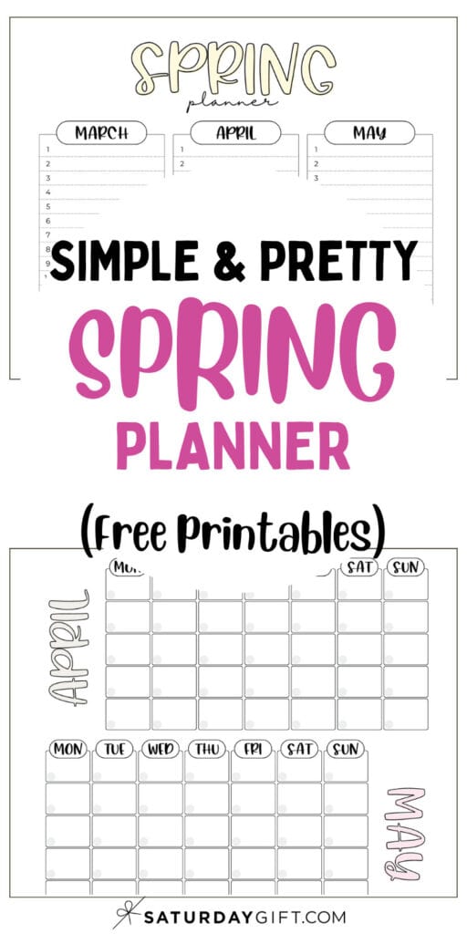 Simple & Pretty Spring Planner - Free Printables | SaturdayGift