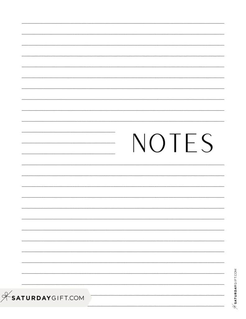 Simple and aesthetic note page template | SaturdayGift