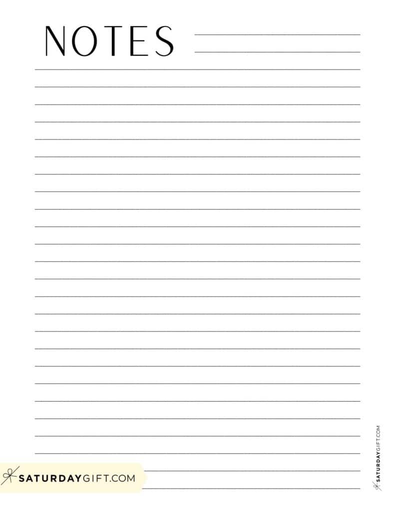 Simple and lovely notes page template | SaturdayGift