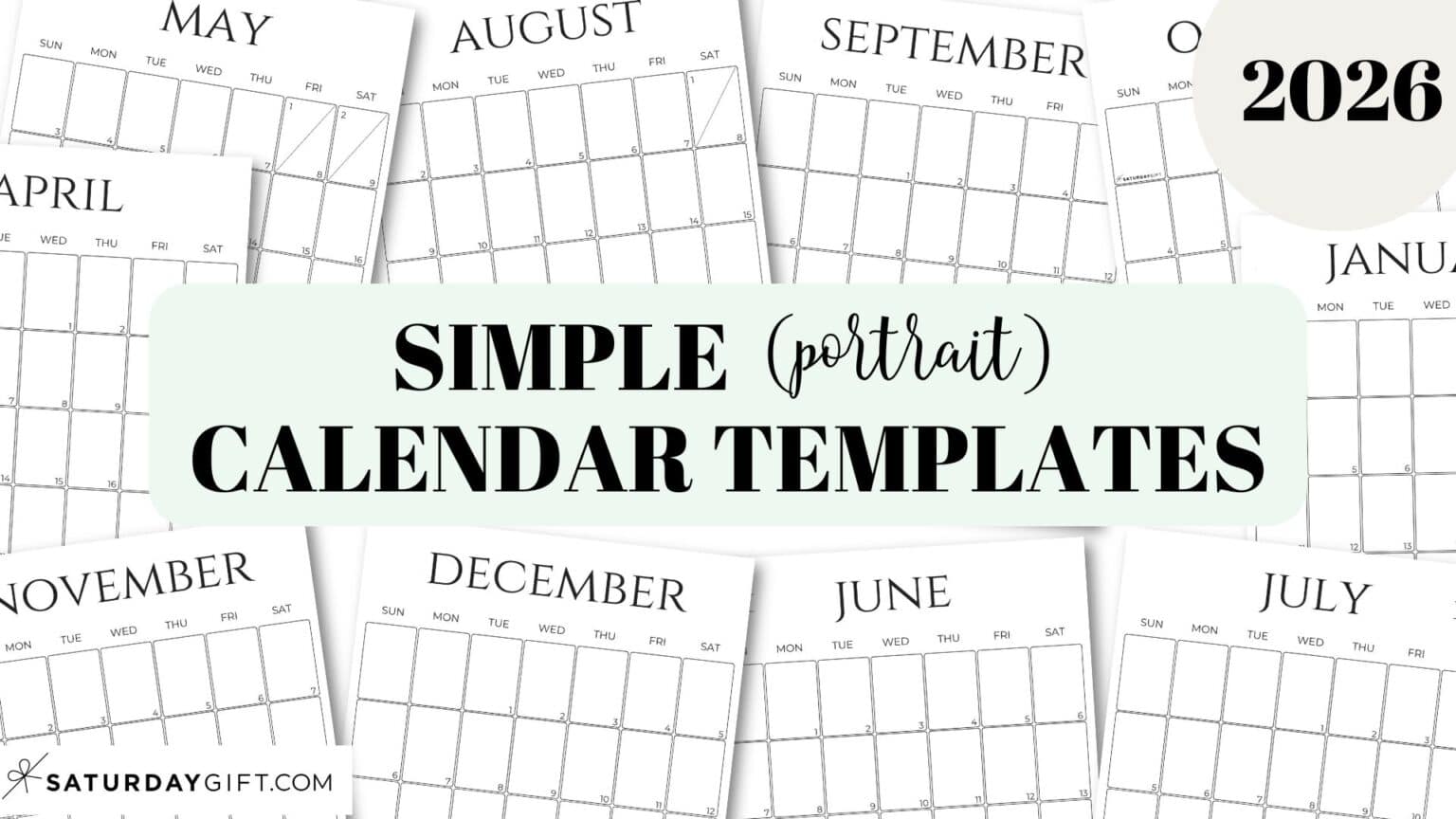 Printable Calendars by Saturday Gift (Free & Super Cute)
