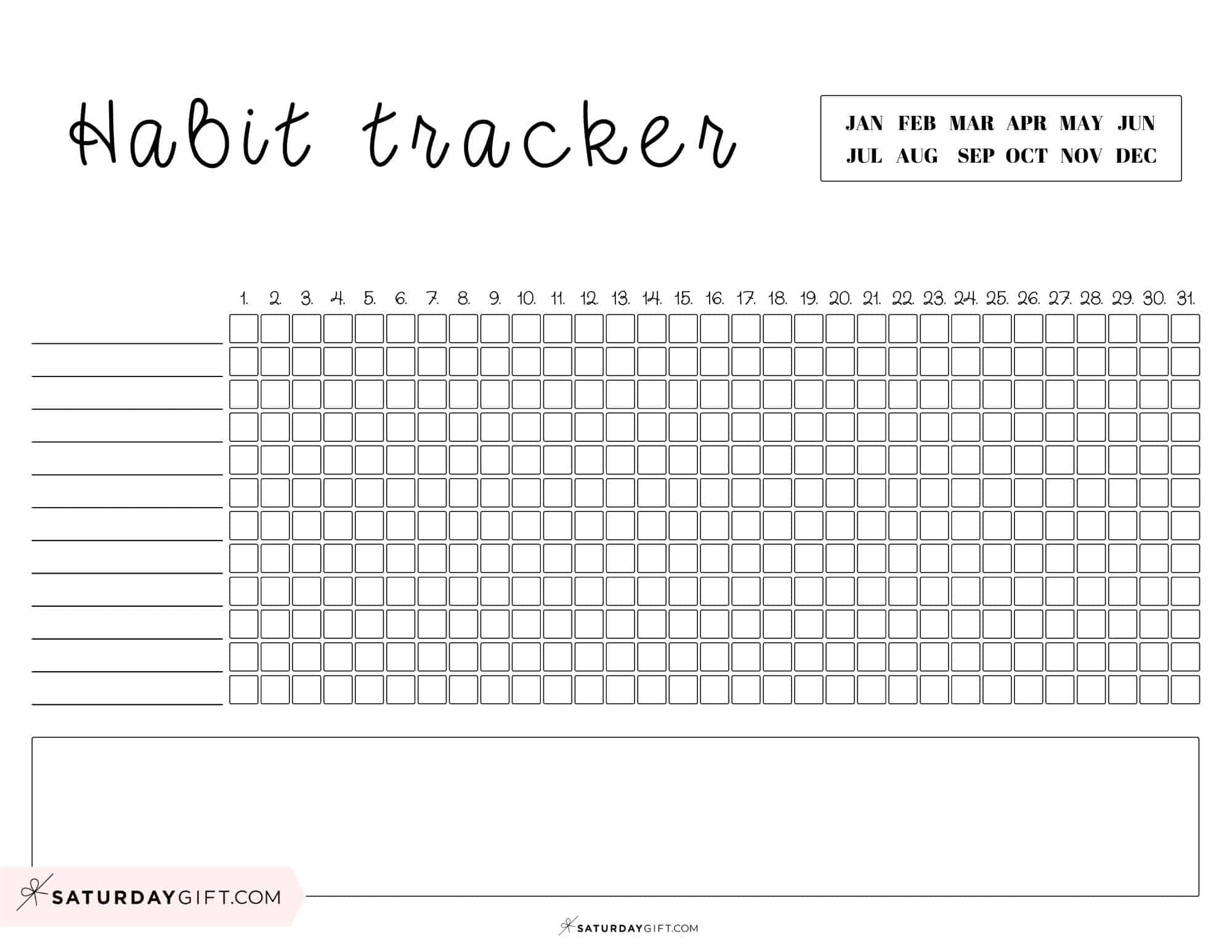 Simple daily habit tracker printable