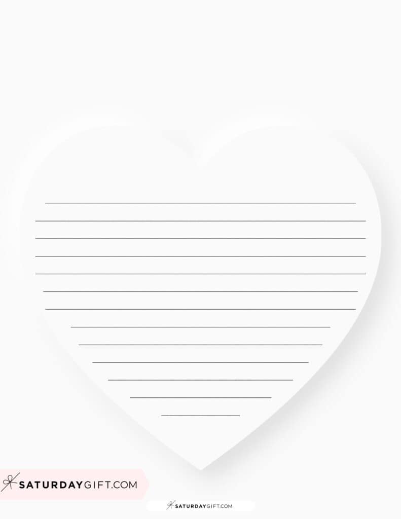 Simple heart stationery paper printable for letter writing