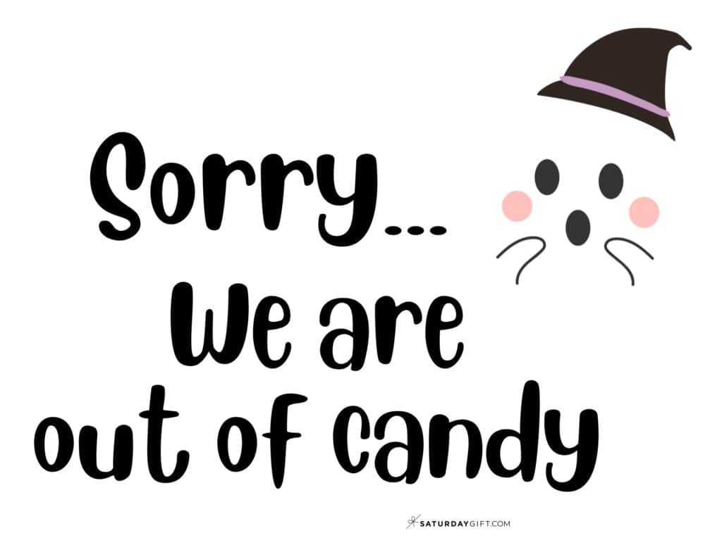 Sorry We are Out of Candy Halloween Sign Printable - Landscape