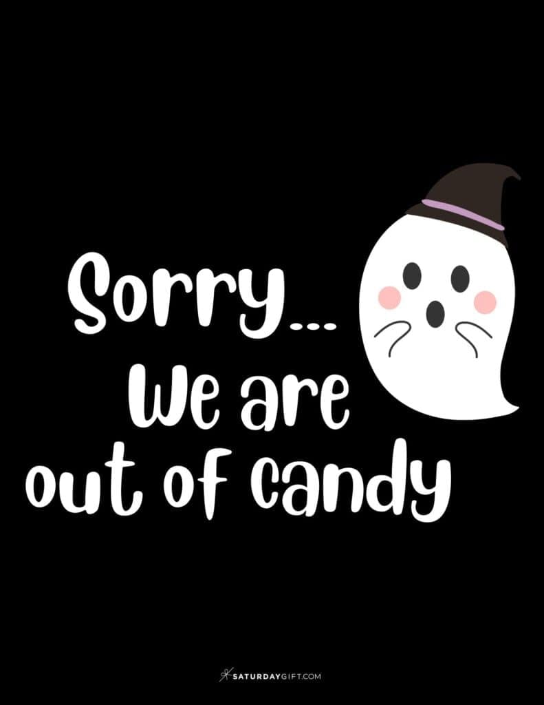 Sorry We are Out of Candy Halloween Sign Printable - Portrait