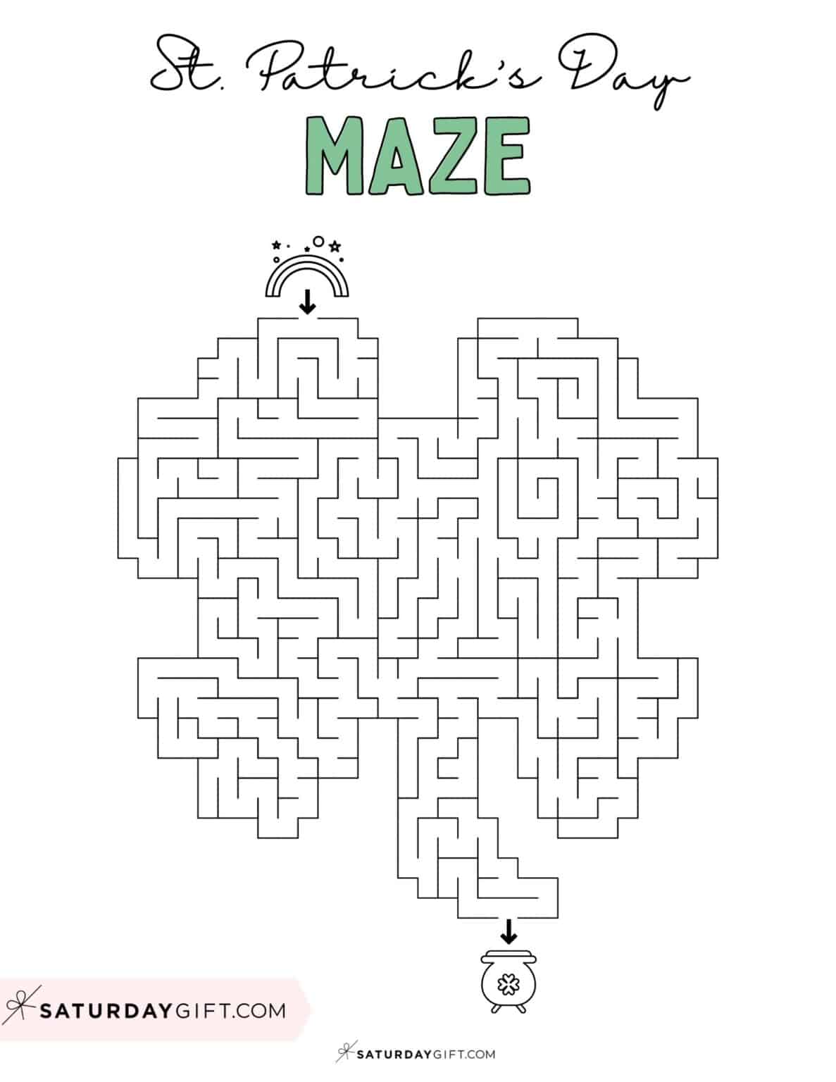 St. Patrick's Day Maze Printable - Cute &amp; Free Templates | SaturdayGift