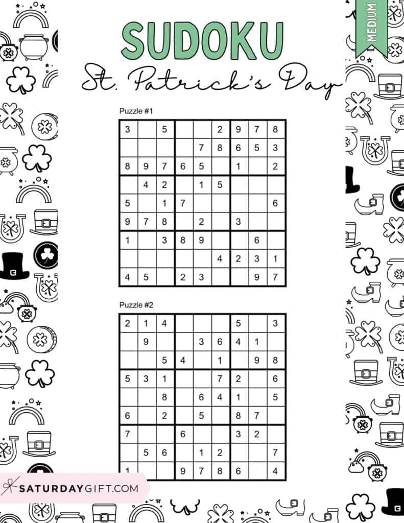 Printable Medium Sudoku Puzzles