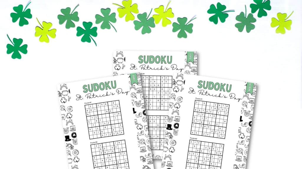 St. Patrick's Day sudoku printable - cute & free printable puzzle sheet by SaturdayGift