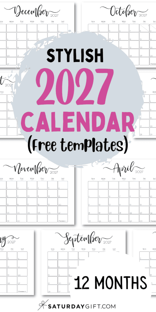 Stylish 2027 Calendar - Free Templates | SaturdayGift