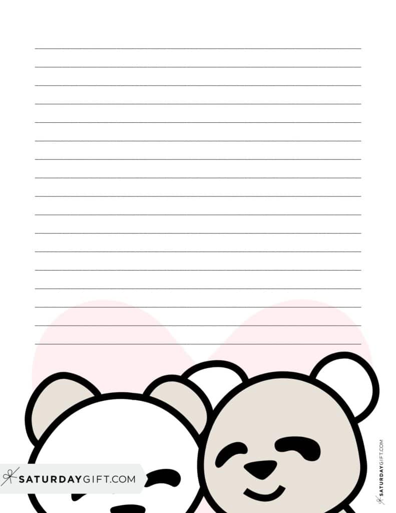 Teddies in love letter writing paper