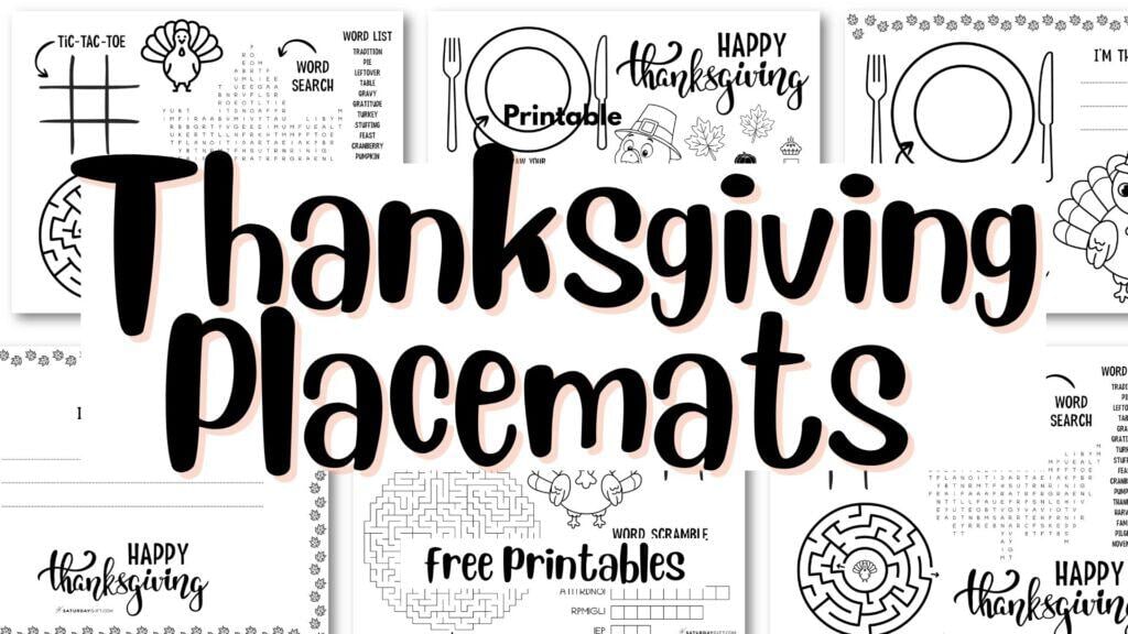 Thanksgiving Placemats for Kids - Free Printable Templates | SaturdayGift