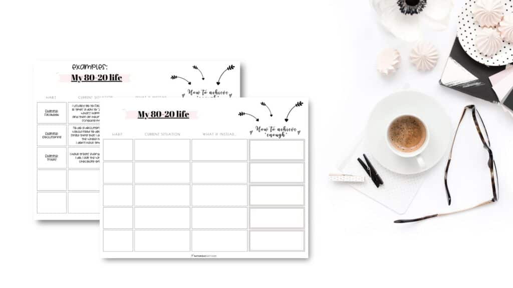 The 80/20 rule: My 80-20 life - free worksheets