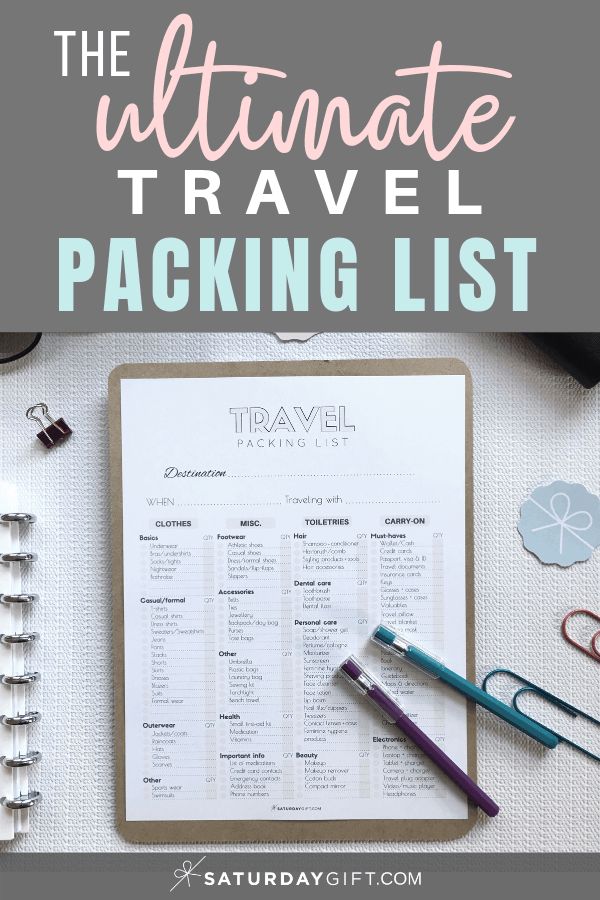 Packing List, Travel Checklist, Travel Packing List, Checklist