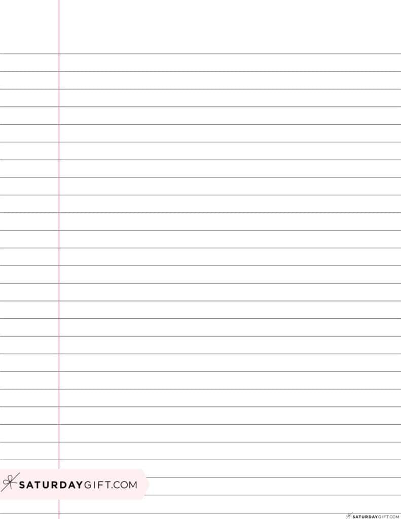 Three eighth inch ruled paper with red margin - 3/8 inches lines | SaturdayGift