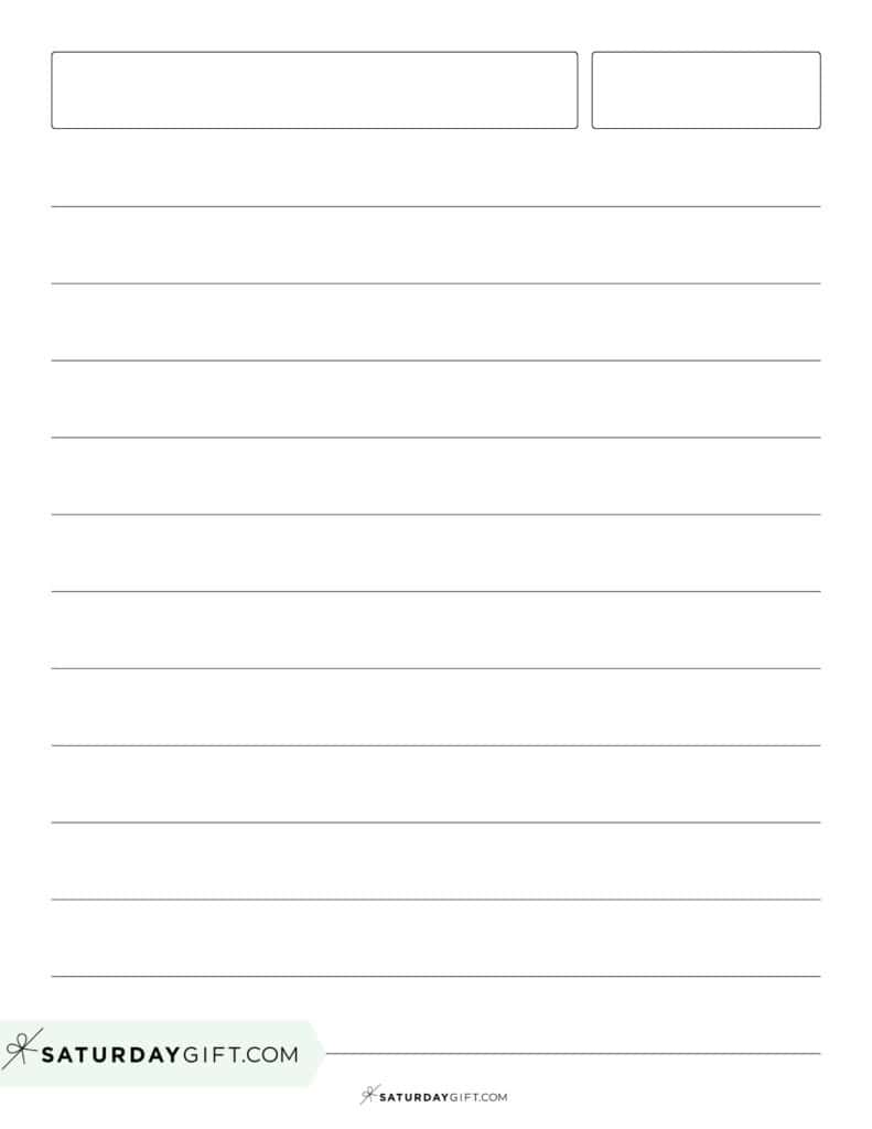 Three quarter inch lined paper with header | SaturdayGift