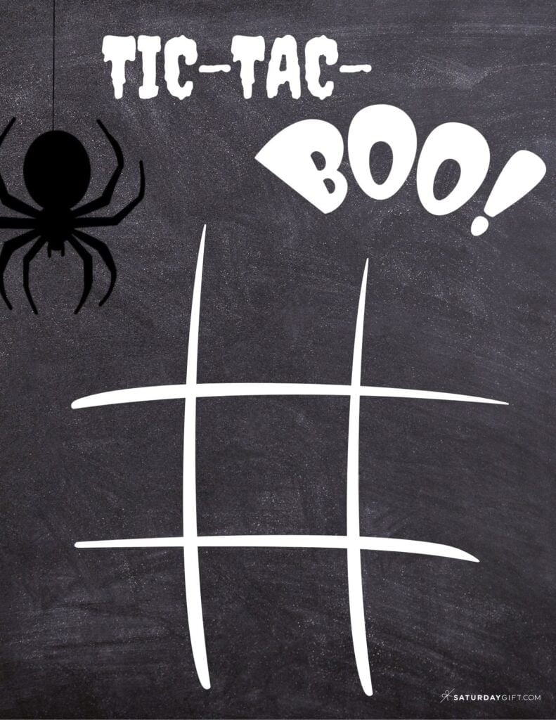 Tic Tac Boo PDF - Printable Game - Chalkboard