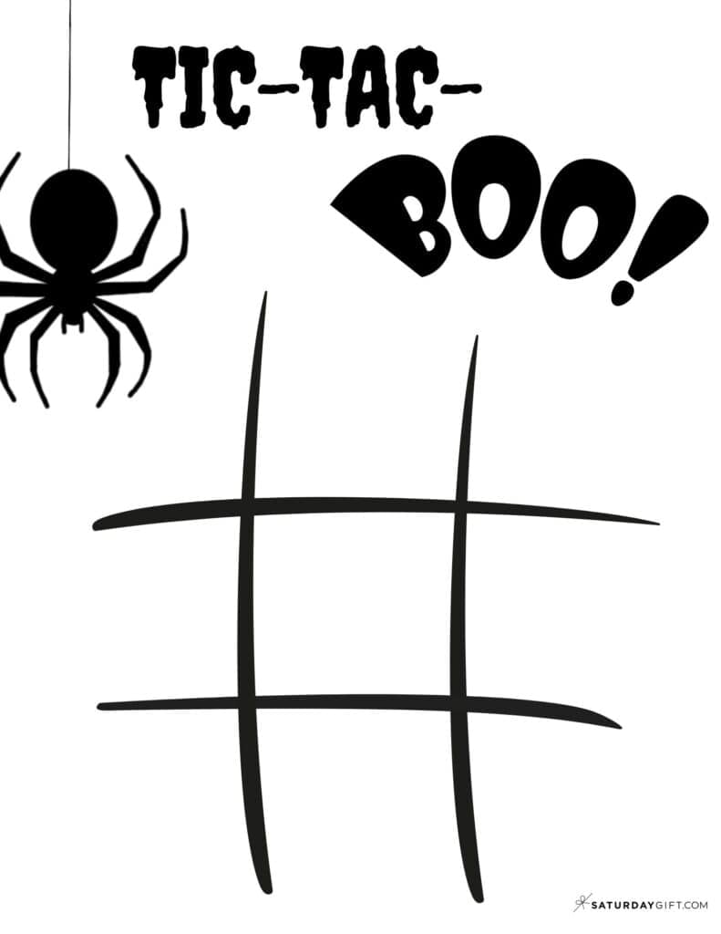 Tic Tac Boo - Printable Game - Black & White
