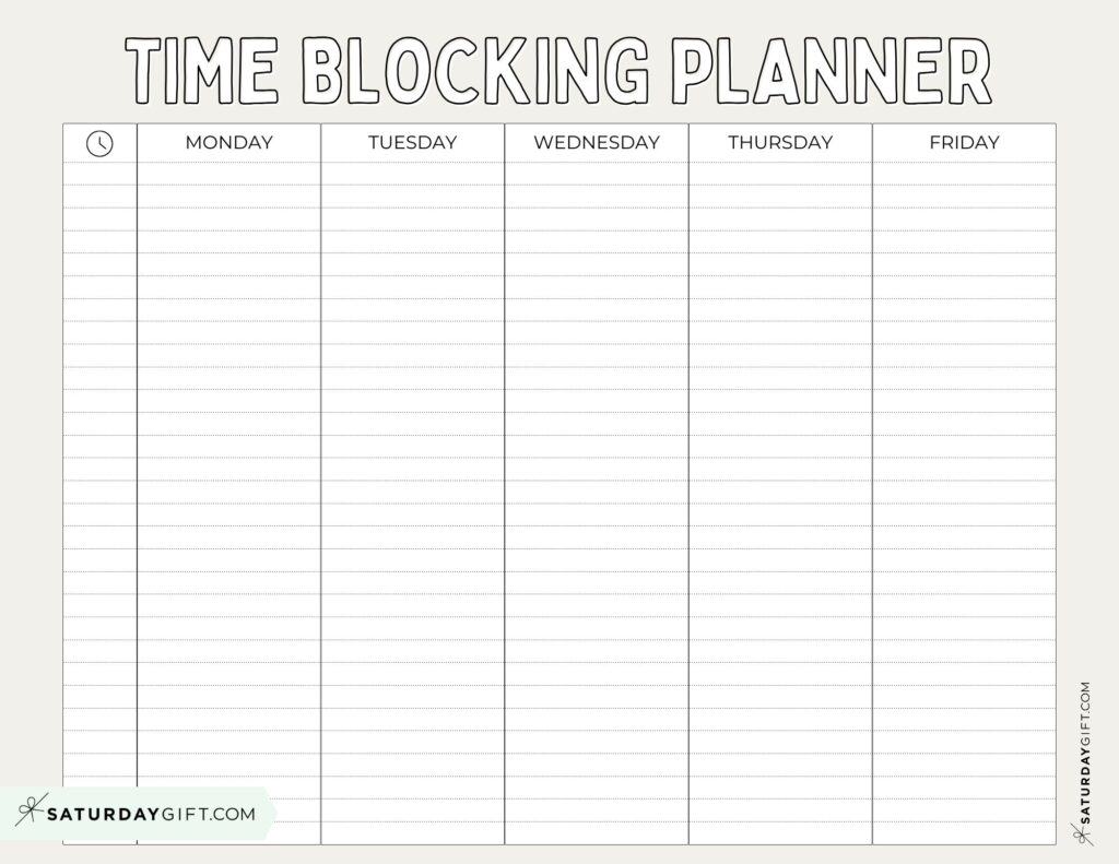 Time Blocking Planner Landscape - Beige - Free Printable | SaturdayGift