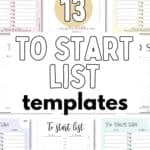 To Start List Printables - Get Started Checklist Templates | SaturdayGift