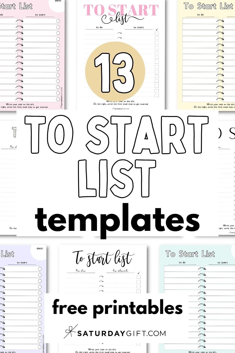 To Start List Printables - Get Started Checklist Templates | SaturdayGift