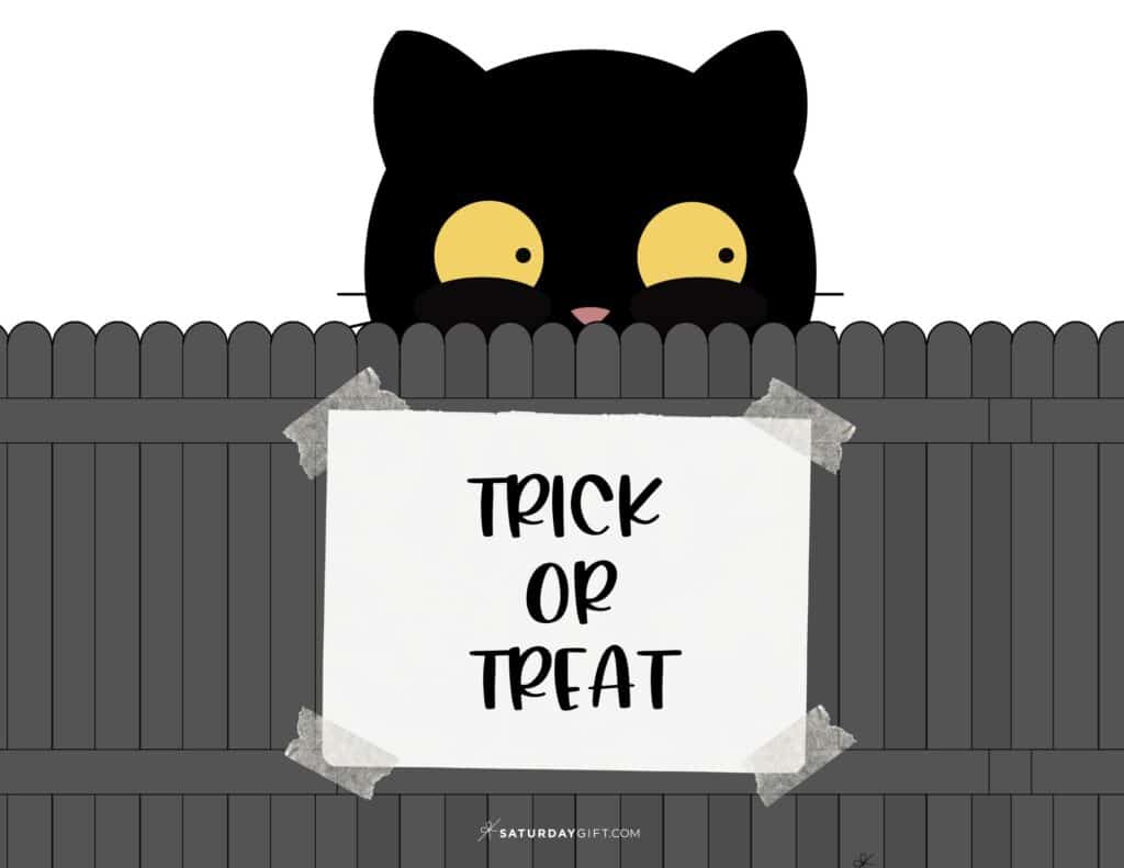 Trick or Treat Halloween Sign Printable - Landscape