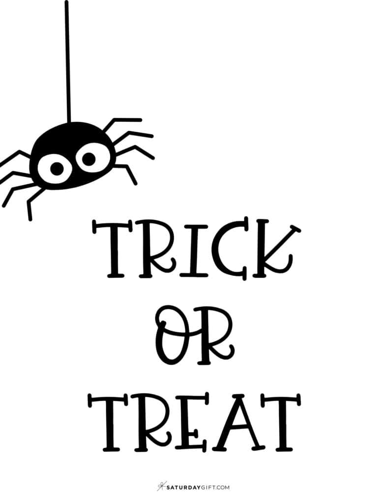 Trick or Treat Halloween Sign Printable - Portrait