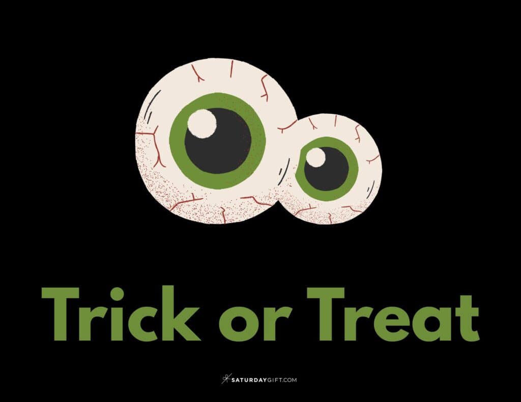 Trick or Treat Spooky Halloween Sign - Landscape