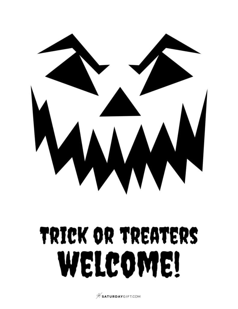 Trick or Treaters Welcome Black & White Sign - Portrait