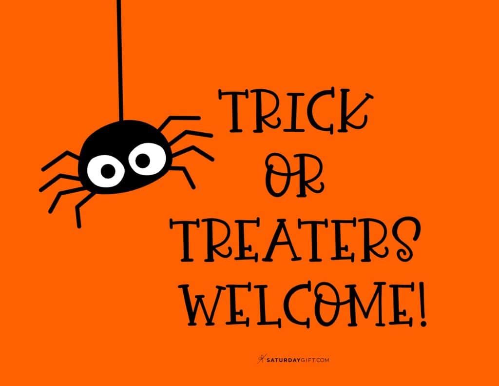 Trick or Treaters Welcome Sign Free Printable Template - Landscape