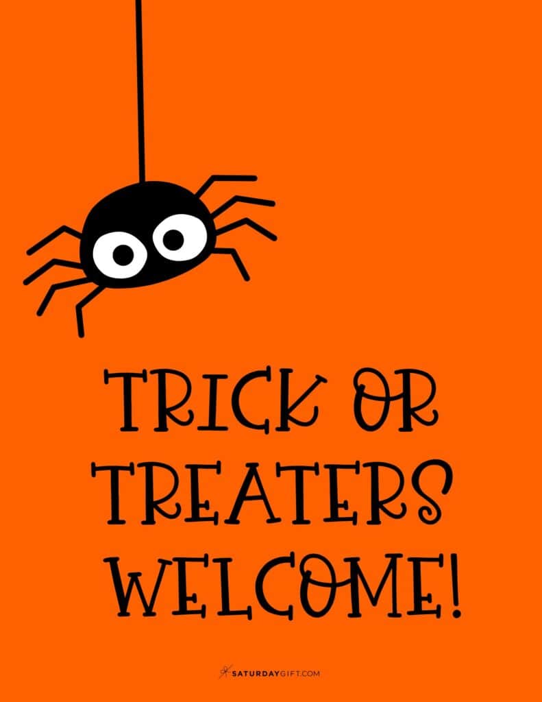 Trick or Treaters Welcome Sign Free Printable Template - Portrait