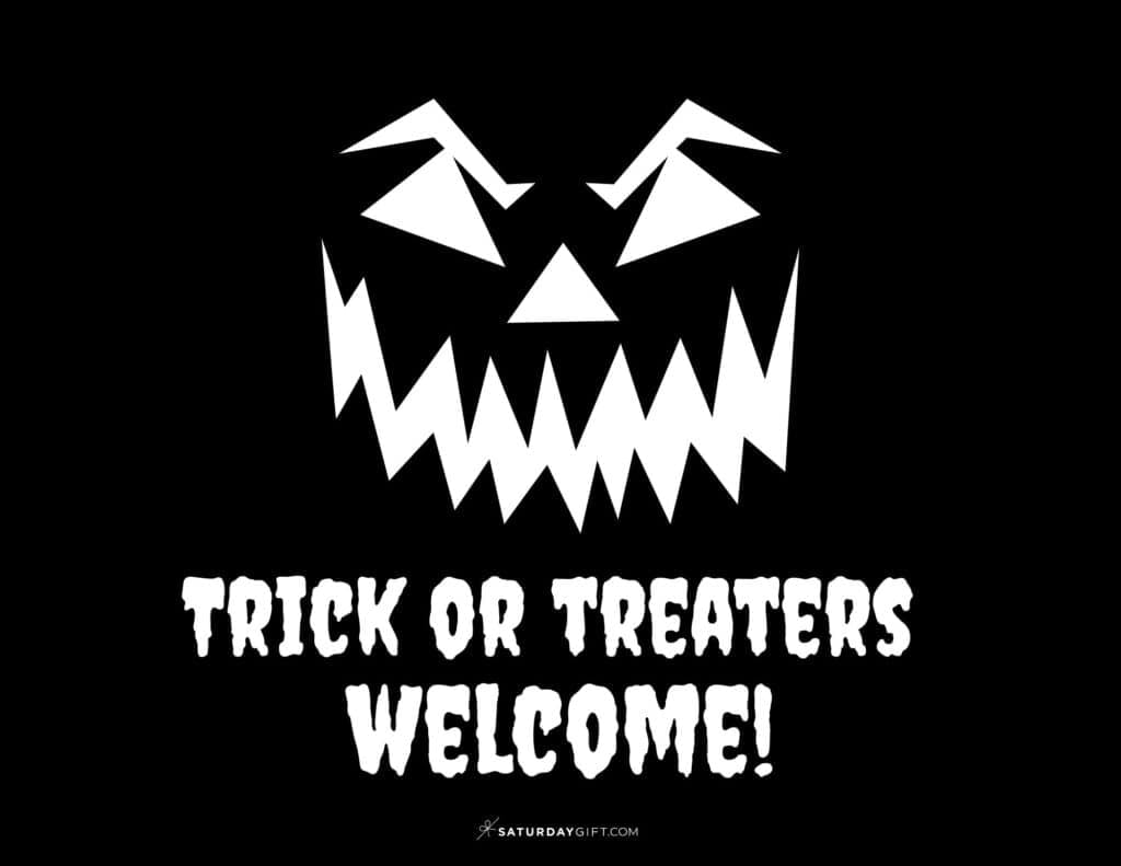 Trick or Treaters Welcome Spooky Halloween Sign - Landscape