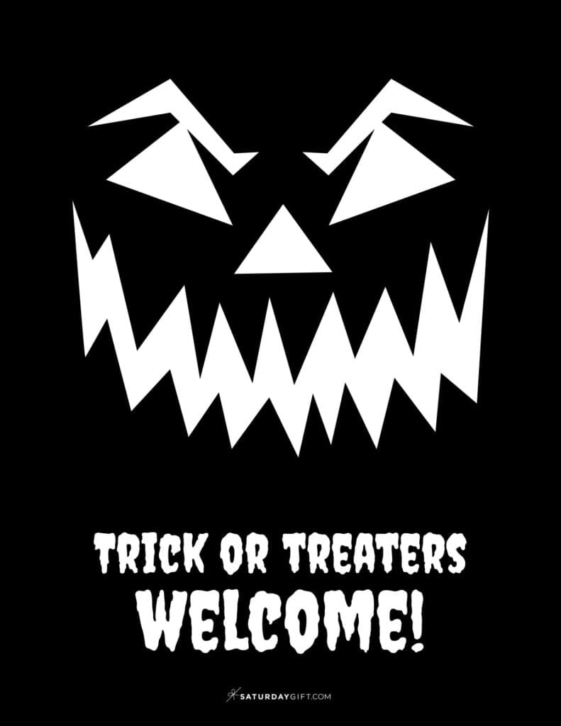Trick or Treaters Welcome Spooky Halloween Sign - Portrait