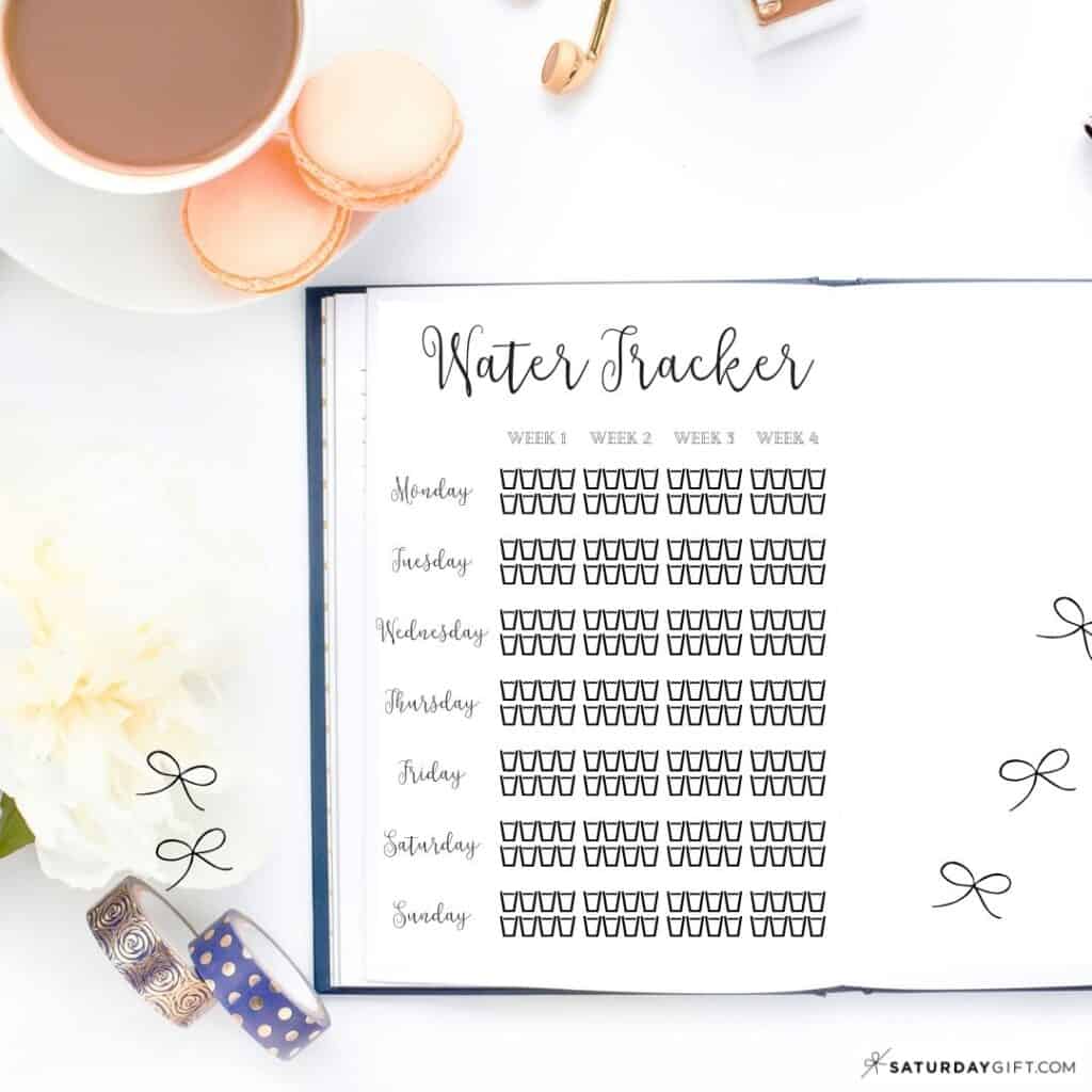 Habit tracker ideas and layouts: Water tracker