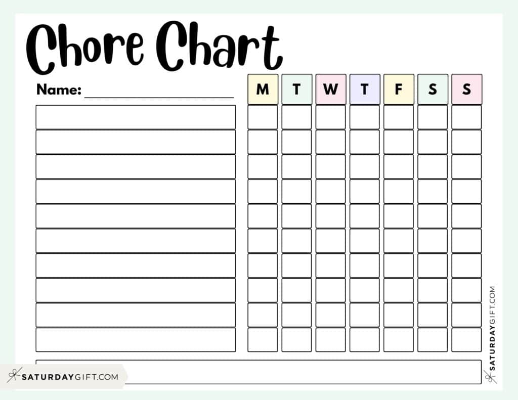 Weekly Chore Chart for Kids - Landscape Green | SaturdayGift