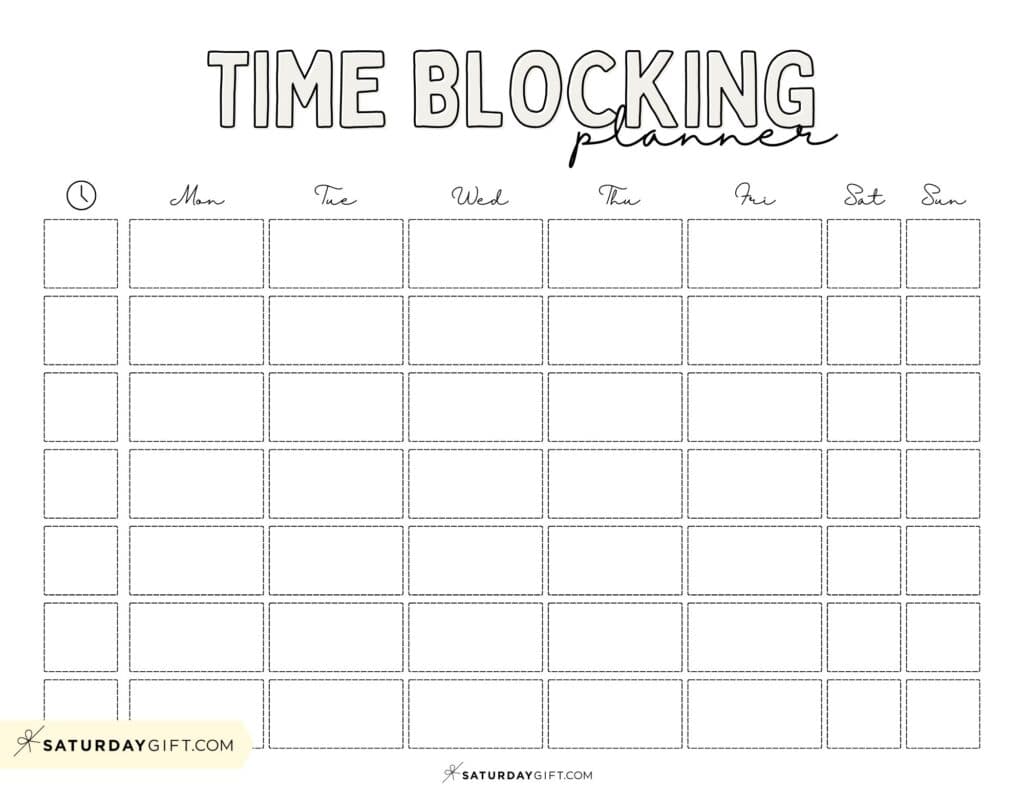 Weekly Time Blocking Template Free Printable - Beige | SaturdayGift