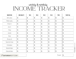 Income Tracker Printable - 19 Cute & Free Printable Templates