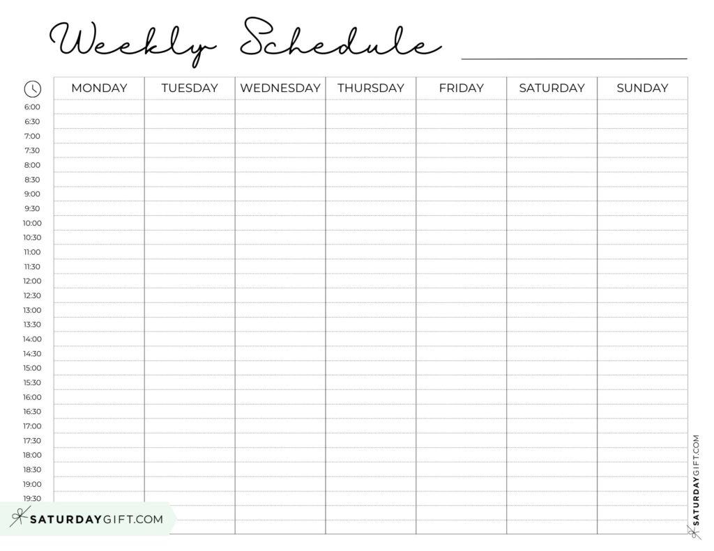 Weekly planner printable - 39 cute free weekly calendar templates | SaturdayGift