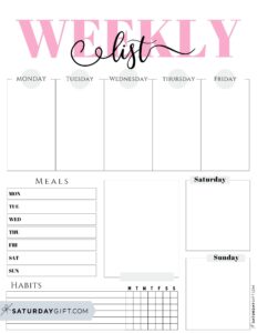 Weekly planner printable - 39 cute free weekly calendar templates ...