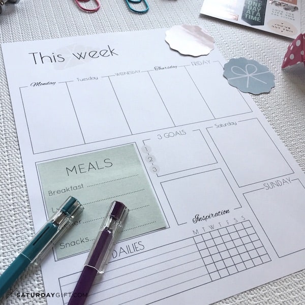 Weekly planner template to plan an extra productive week {Free printable}. Perfect for planning your weekly tasks and goals. free printable. | Free printable | Planner sheet | Goal Planning | Goal setting | Goal Achieving | Goal getter | Planning | Productive | Organized Life | How to achieve goals | SaturdayGift | Saturday gift #SaturdayGift