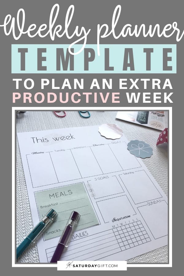 Weekly planner template to plan an extra productive week {Free printable}. Perfect for planning your weekly tasks and goals. free printable. | Free printable | Planner sheet | Goal Planning | Goal setting | Goal Achieving | Goal getter | Planning | Productive | Organized Life | How to achieve goals | SaturdayGift | Saturday gift #SaturdayGift
