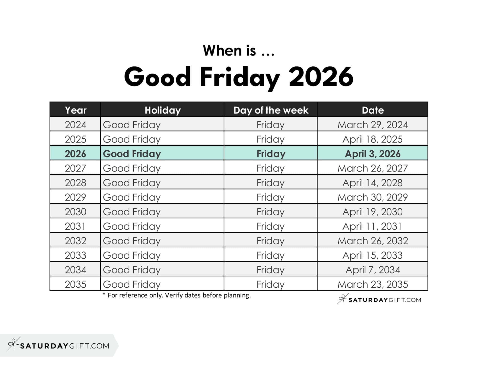 When is Good Friday 2026 | SaturdayGift